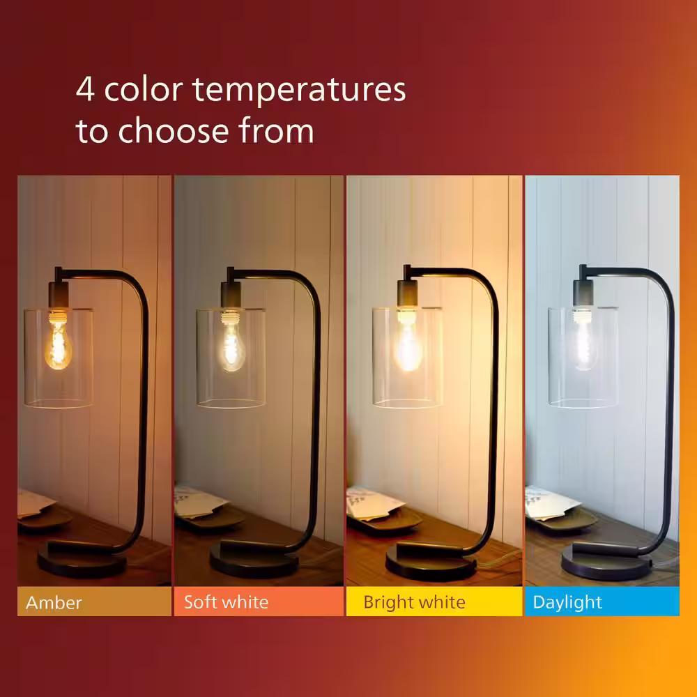 Philips 40-Watt Equivalent ST19 Clear Glass Dimmable E26 Vintage Edison LED Light Bulb Soft White 2700K (2-Pack)