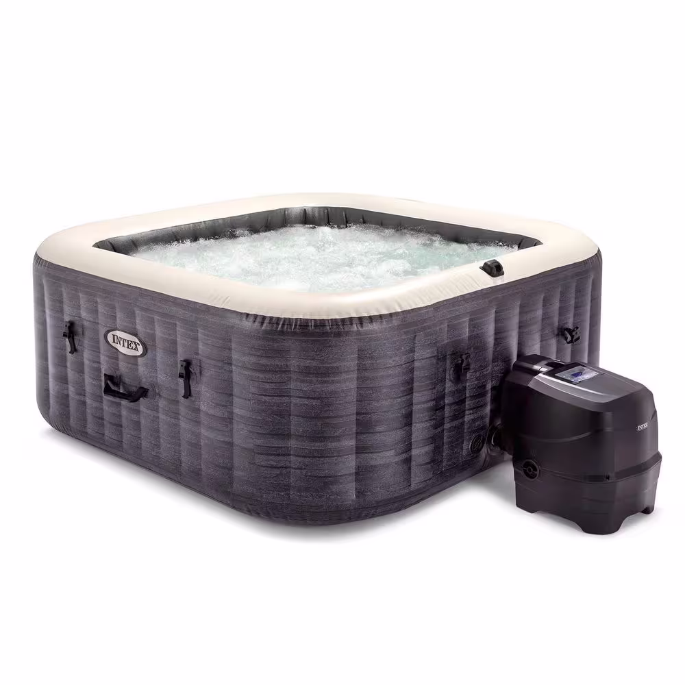 None PureSpa Plus 4-Person Inflatable Square Hot Tub Spa and Attachable Snack Tray, Tan (4 Pack)