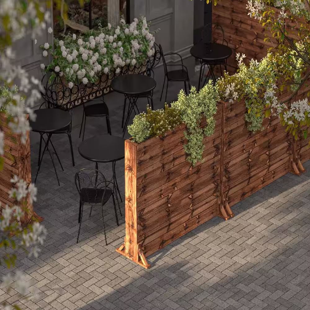 None 48 in. x 8 in. x 36 in. Solid Wood Mobile Planter Barrier in Unfinished Wood Color